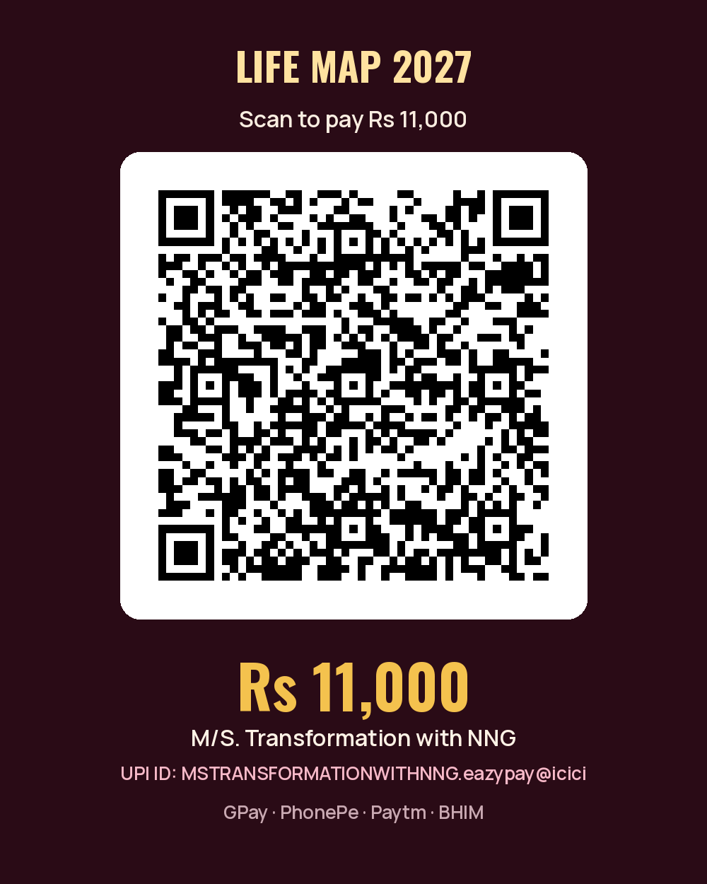 UPI QR code for Rs 11,000 to M/S. Transformation with NNG